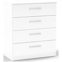 Birlea Lynx White Gloss Chest of Drawer - 4 Drawer