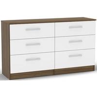 birlea lynx walnut and white gloss chest of drawer 6 drawer