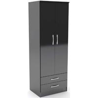 Birlea Lynx Black Gloss Wardrobe - 2 Door Combi