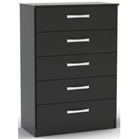 birlea lynx black gloss chest of drawer 5 drawer