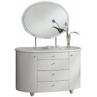 Birlea Aztec White Gloss Dresser with Mirror - 4 Drawer