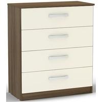 birlea lynx walnut and cream gloss chest of drawer 4 drawer