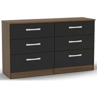 birlea lynx walnut and black gloss chest of drawer 6 drawer