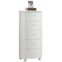 Birlea Aztec White Gloss Chest of Drawer - 5 Drawer Narrow