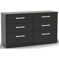 birlea lynx black gloss chest of drawer 6 drawer