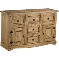 birlea corona mexican waxed pine sideboard 2 door 5 drawer