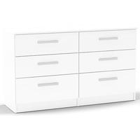 Birlea Lynx White Gloss Chest of Drawer - 6 Drawer