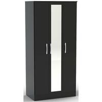 Birlea Lynx Black Gloss Wardrobe - 3 Door Mirror