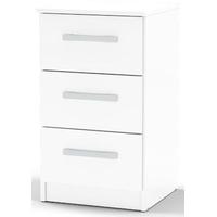 birlea lynx white gloss bedside cabinet 3 drawer