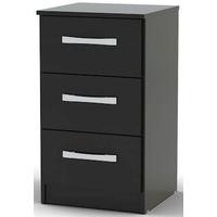 Birlea Lynx Black Gloss Bedside Cabinet - 3 Drawer