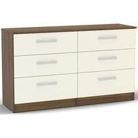 birlea lynx walnut and cream gloss chest of drawer 6 drawer