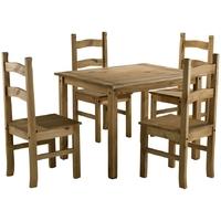 birlea corona mexican waxed pine budget dining set with 4 chairs