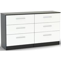 Birlea Lynx Black and White Gloss Chest of Drawer - 6 Drawer