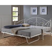 Birlea Milano 3FT Single Metal Day Bed - Cream (Trundle Bed Included)