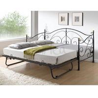 Birlea Milano 3FT Single Metal Day Bed - Black (Trundle Bed Included)