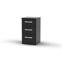 Birlea Lynx 3 Drawer Bedside Black - Assembled Assembled Bedside Chest