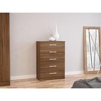 Birlea Lynx 5 Drawer Chest (Assorted Colours) Walnut & Black Drawer Chest