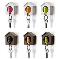 Bird House Key Chain Storage Rack Wall Nest Hook Whistle Key Ring Organizer Holder Random Color