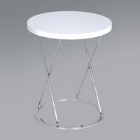 Bianco Round End Table In White and Chrome