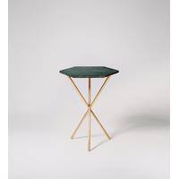 bilbao side table in green marble brass