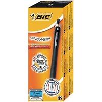Bic ReAction Ball Pen Retractable Full-body Grip 1.0mm Reactive Tip 0.4mm Line Black Ref 857546 [Pack 12]