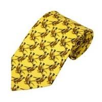 Bisley Pheasants Solid Yellow 100% Silk Tie - Shooting and hunting Handmade