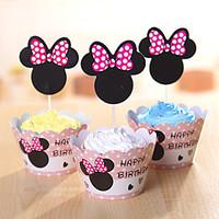 Birthday Party Tableware-12Piece/Set Cupcake Wrappers Tag Hard Card Paper Classic Theme Cylinder Non-personalised