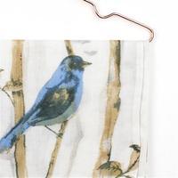 Bird Viscose Scarf, Ivory/Blue/Yellow