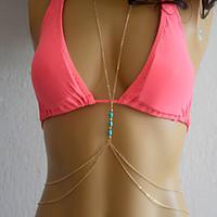 Bikini Body Chain, Fashion Turquoise Waist Chain Necklace Bikini Polygon, Sexy Body Chain, Body Jewelry Belly Chain