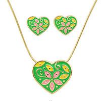 Big Heart Necklace And Earring Jewelry Sets