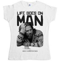 big lebowski womens t shirt the dude goes on