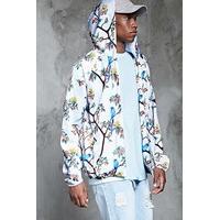 Bird Print Hooded Windbreaker