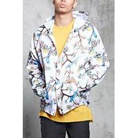 Bird Print Hooded Windbreaker