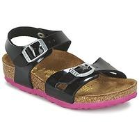 birkenstock rio girlss childrens sandals in black