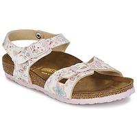 birkenstock rio girlss childrens sandals in pink