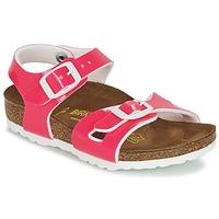 birkenstock rio girlss childrens sandals in pink