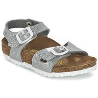 birkenstock rio girlss childrens sandals in silver