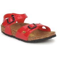 birkenstock rio girlss childrens sandals in red