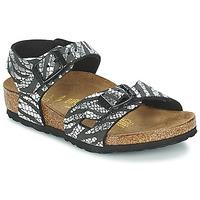 birkenstock rio girlss childrens sandals in silver