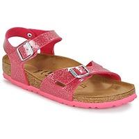 birkenstock rio girlss childrens sandals in pink