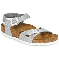 birkenstock rio boyss childrens sandals in silver