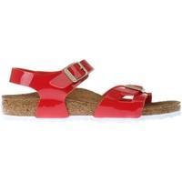 birkenstock rio kids bf patent red girlss childrens sandals in brown