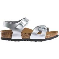 birkenstock rio bf silver boyss childrens sandals in silver