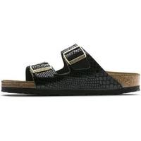 Birkenstock Sandals Arizona Birko-Flor Shiny Snake Black 1000258 men\'s Mules / Casual Shoes in black