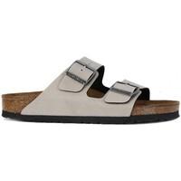 birkenstock arizona pull up womens mules casual shoes in grey