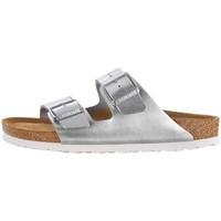 birkenstock sandals arizona leather metallic silver soft footbed 10059 ...
