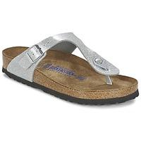 birkenstock gizeh womens flip flops sandals shoes in silver