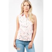 bird print sless sateen shirt