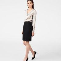 Bi-stretch Wool Pencil Skirt - Black