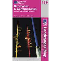 Birmingham & Wolverhampton - OS Landranger Active Map Sheet Number 139